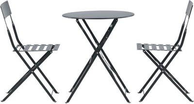 Marseille tuinmeubelset tafel, 2 stoelen donkergrijs.