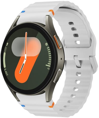 Siliconen wave bandje - geschikt voor Samsung Galaxy Watch 7 (40 & 44mm) / Watch 6 (Classic) / Watch 5 (Pro) / Watch 4 (Classic) / Watch FE - gesp sluiting - lichtgrijs