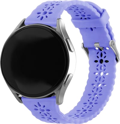 Strap-it Smartwatch bandje siliconen patroon 20mm - Geschikt voor Samsung Galaxy Watch 7 (40 & 44mm) / Watch 6 (Classic) / Watch 5 (Pro) / Watch 4 (Classic) / Watch FE / Watch 3 41mm / Watch 1 42mm / Active (2) - Amazfit Bip / Polar Ignite - lila