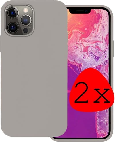 Hoesje 2 Stuks - Geschikt voor Apple iPhone 13 Pro Max - Sterk & Shockproof - Case Siliconen - Back Cover - Telefoon Hoes - Grijs