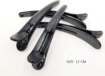 Stevige Platbek Haarklem Zwart- 4 stuks | L formaat 12 CM, glans| Hoog kwaliteit Professionele Haarklemmen /Afdeelklem- Haaraccesoire kapper
