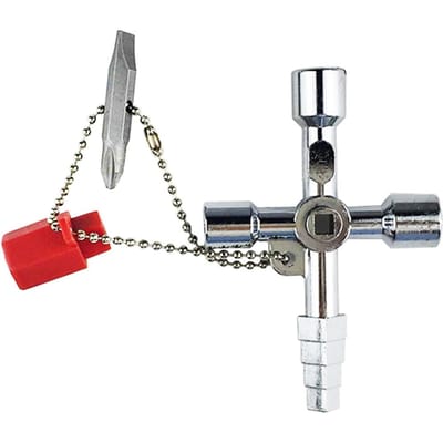 Clé en Croix à 4 Voies Alliage de Zinc Multifonction Clé Clé Triangulaire Clé d'Ouverture Universelle Outil pour Plombiers Électriciens Armoire d'Ascenseur Décor