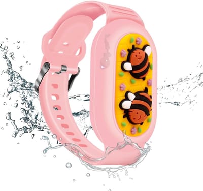Premium Siliconen Armband met roze bijen geschikt voor Samsung Smarttag 2 voor Kinderen | smarttag 2 sleutelhanger Hoesje Kind | Polsband GPS Horloge Kind | Tracker Houder Armband | Trackers Band | Peuter | polsband Armband | Polsband GPS