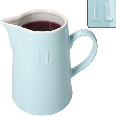 Kruik 1 liter EMILIA Pastelblauw van aardewerk – 24320178