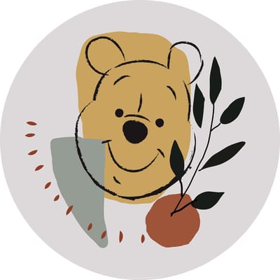 Fotobehang - Winnie the Pooh Smile 125x125cm - Rond - Vliesbehang - Zelfklevend