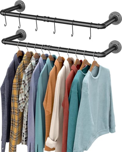 SVN® Kledingstang voor aan de Muur – Hoogwaardige Stalen Kledingroede - Zwart - 25cm x 92cm x 9cm