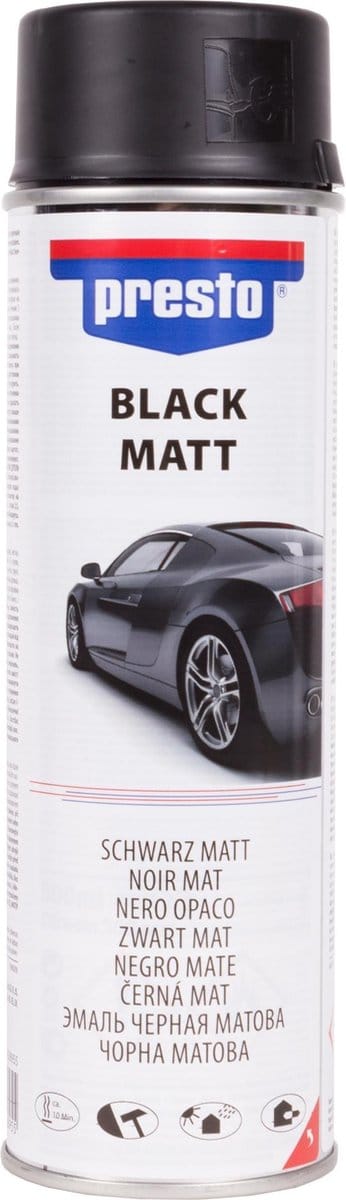 Presto Matte spuitlak - Zwart - Hoogwaardige dekking - Sneldrogend - 500 ml