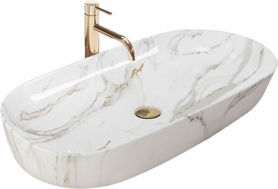 Rea Cleo 81 Aiax Shiny Opzetwastafel Steen Imitatie 81x41 cm