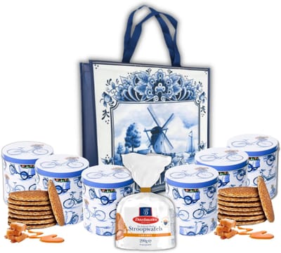 Stroopwafels in blik - Set van 6 - Fietsen - Daelmans - Hollandse cadeautjes - Stroopwafel blik - Souvenirs Holland
