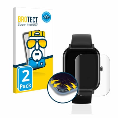 BROTECT - Screenprotector voor Huami Amazfit GTS - Folie Beschermfolie transparant volledig dekking - 2 Stuks
