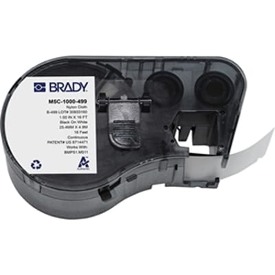 Brady M5C-1000-499 nylonweefsel labels zwart op wit | 25,4 mm x 4,88 m (origineel)