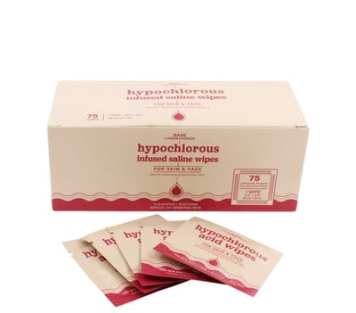 Base Laboratories - Hypochlorous Acid Doekjes - Huidverzorging Met Zoutoplossing en HOCl - 75 stuks