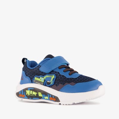 Blue Box jongens sneakers met lichtjes en graafmachines - Blauw - Uitneembare zool - Maat 23