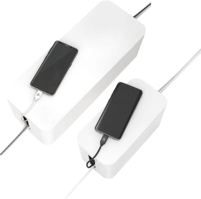 Set Pack 2x Kabelbox Kabelkast Kabelmanager Laadbox Kabel-Organizer Box TV PC