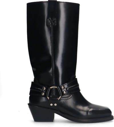 Sacha - Dames - Zwarte leren biker boots - Maat 36