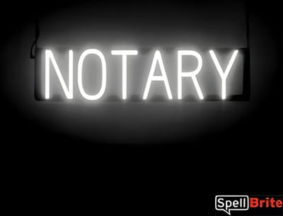 NOTARY - Lichtreclame Neon LED bord verlicht | SpellBrite | 64 x 16 cm | 6 Dimstanden - 8 Lichtanimaties | Reclamebord neon verlichting