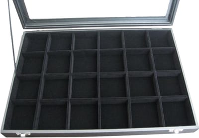 Ilènne - Sieradendoos / Juwelendoos - 24 vakken - Zwart - 35x24x5 cm - Met deksel