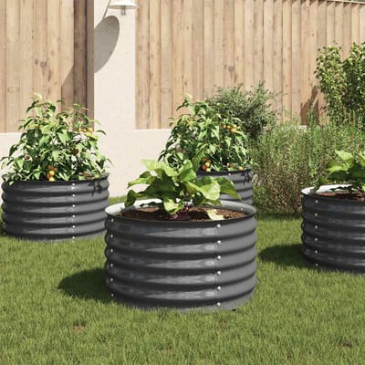 vidaXL - Plantenbak - verhoogd - 80x80x44 - cm - gegalvaniseerd - staal - grijs