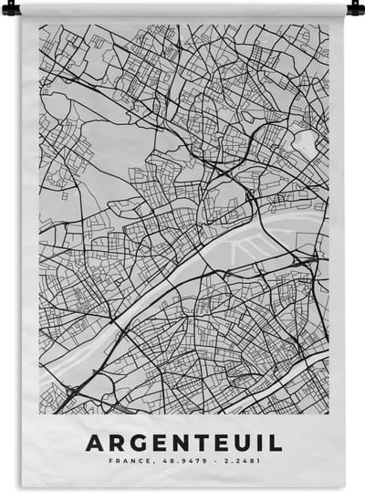 Wandkleed - Wanddoek - Plattegrond - Kaart - Stadskaart - Frankrijk - Argenteuil - 120x180 cm - Wandtapijt