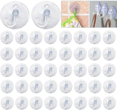 Dailygoods- Zuignap 40 Stuks - Transparante Houder - Ophanghaken - Multifunctioneel - Geschikt voor Keuken/Badkamer - Sterke Hechting - Haakjes