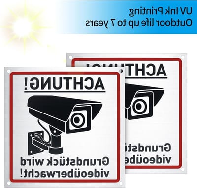 SnelShoppen - Video Surveillance Signalen 4 Stuks 15x15 cm Aluminium, UV-bestendig, Waterdicht, Voor Binnen en Buiten, Camera Bewaking Waarschuwingsbo