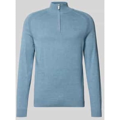 Tom Tailor - Troyer gebreide trui met geborduurd logo - Maat M - faded blue melange