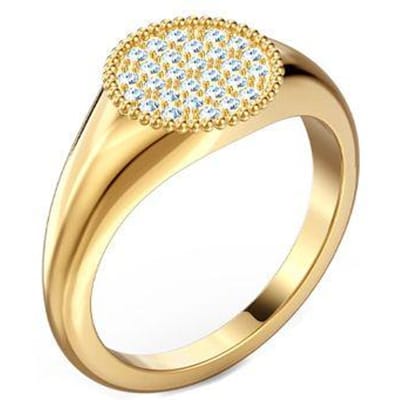 Swarovski Ginger Paved Stempel Imitatie Kristal Ring Unisex ring Goud 5572694 Box (Random Color),55 beige