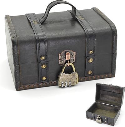 Houten Schatkist met Slot - Ideale Opbergdoos voor Sieraden en Decoratie 18x12x10 cm