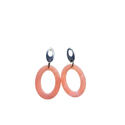 2 Love it LunaLoops - Oorbellen - Statement - Stainless steel - Ovaal - Roze Zilverkleurig