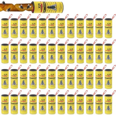 48 stuks vliegenvanger-rollen vliegenvallen van papier lijmval fruitvliegenval Fly Trap fruitvliegen-plakband met sterke lijm voor binnen en buiten