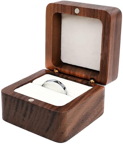 Ringdoos Premium Houten Ringhouder met Zachte Spons Binnenkant - Ringdoos Aanzoek Luxe Bewaarbox voor Verloving en Huwelijk - Ringdoos Hout Design