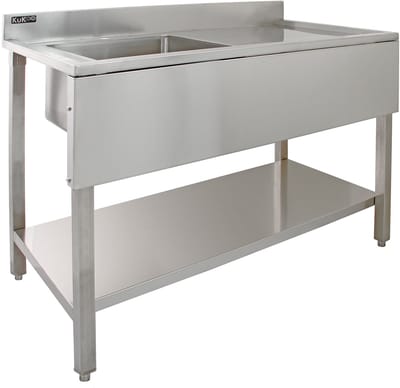Professionele spoeltafel - rvs - 120x60x90 cm - spoelbak links