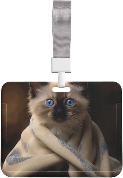ID-kaarthouder - Naambadge houder - Veilig opbergen - Waterdicht en stofdicht - 10 x 8 cm - Kat op deken