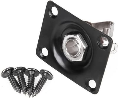 Guitar Jack Socket 1/4 Inch Vierkante Output Input Jack Cover Plate Zwart voor Elektrische Gitaar en Bas met Schroeven