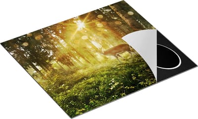 Chefcare Inductie Beschermer Hert in Bos met Zon - 60x50 cm - Afdekplaat Inductie - Kookplaat Beschermer - Inductie Mat