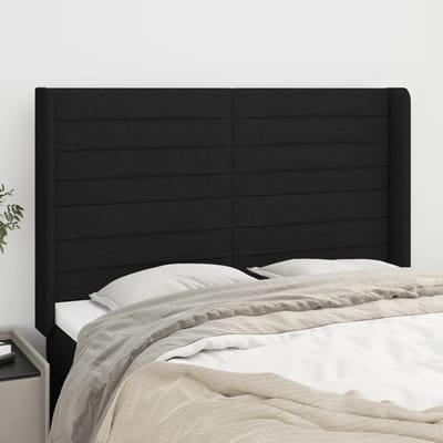 vidaXL - Hoofdbord - met - randen - 147x16x118/128 - cm - stof - zwart