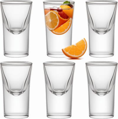 CLORD "Set van 6 Borrelglaasjes met Zware Basis - Perfect voor Cocktails, Wodka, Espresso, Likeur en Meer!"