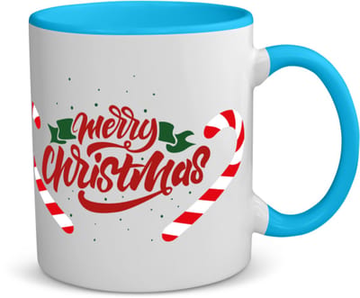 Akyol - kerst merry christmas koffiemok - theemok - blauw - Kerstmis - kerst beker - winter - kerst - christmas - kerst cadeau - 350 ML inhoud