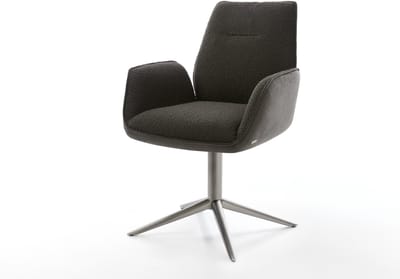 Eetkamerstoel Zoa-Flex kruispoot grafiet materiaalmix zwart 360° draaibaar rocker-functie pocketveer kern
