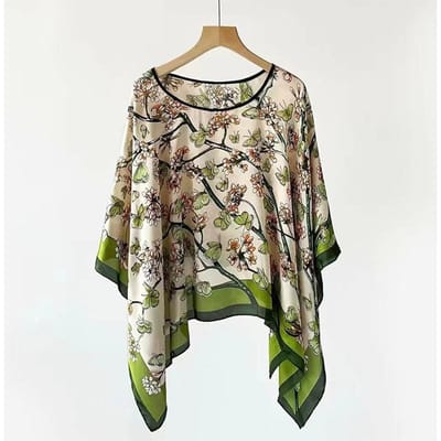 Châles Été Plage Sexy Femmes Mode Imprimé Mousseline Blouse Cover-up Bikini Large Blouse Protection Solaire Confortable Poncho M beige