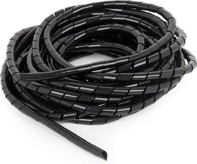 ValeDelucs Flexibele Spiraal Kabelslang - 2 meter - Spiraalband Kabelbinder Spiraalslang Kabelgoot Kabelsok Cable eater Kabelgeleider - Kabel Management Kabelspiraal Organizer Kabelmantel Slang - Diameter 12 mm - Zwart