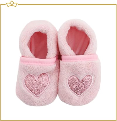 ATTREZZO® Baby Slofjes - 0-6 maanden - Hartjes - Roze - Babyslofjes - Zacht - Antislip