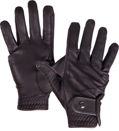 QHP Rijhandschoenen Leather Pro Zwart - L