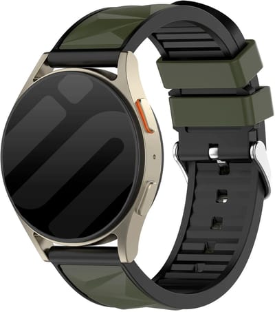 Strap-it Siliconen 'Diamond' sport bandje geschikt voor Samsung Galaxy Watch 7 (40/44mm) / Galaxy Watch 6 (Classic) / Galaxy Watch 5 (Pro) / Galaxy Watch 4 / Watch 3 / Watch FE / Polar Ignite 3-2 / Pacer / Unite / Huawei GT3 - GT2 - Legergroen/Zwart