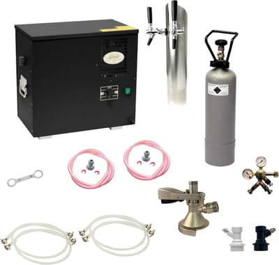 Tireuse a biere - AS-40 machine a biere, sous le comptoir, pompe a biere 2 lignes, 40 l/h, plat, coupleur : adaptateur NC