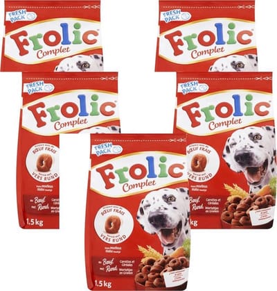 5x Frolic Compleet - Rund Droog - Hondenvoer - 1.5kg