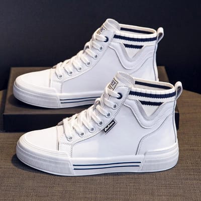 Damesschoenen met hoge schacht Herfst Nieuwe Alles-match Echt Lederen Sneakers Dames Sport en Vrije tijd Ins Trendy Damesschoenen Enkelschoenen 35 gray