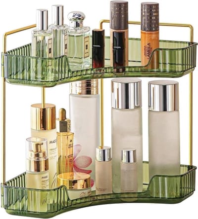 Unyqoos ® Stijlvolle Tweelaagse Make-up en Cosmetica Organizer voor Badkamer en Make-uptafel