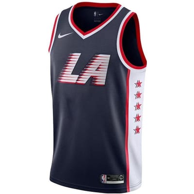 Nike X NBA Los Angeles Clippers 18-19 City Edition SW Jersey Letterprint Casual Los Basketbal Tanktop Heren Tops Marineblauw AJ4617-419 XXXL black