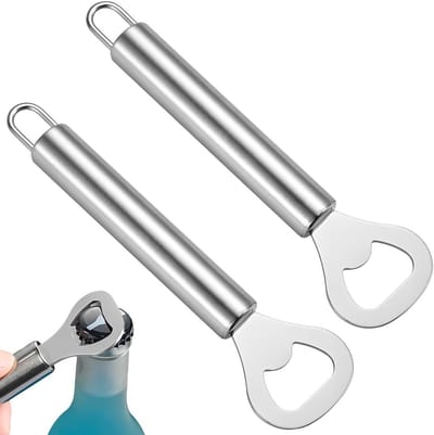Set van 2 roestvrijstalen flesopeners, stevige bieropener voor keuken en bar, perfect voor dagelijks gebruik
